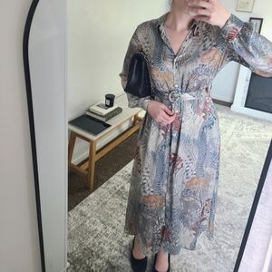 Long Sleeve Patterned Dress